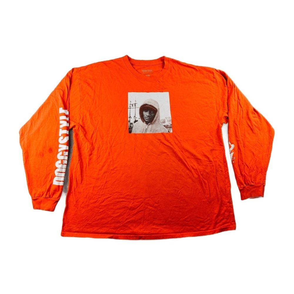 Snoop Dogg T-Shirt‎ Men 2XL Orange Long Sleeve Doggystyle Hip Hop Rap Streetwear